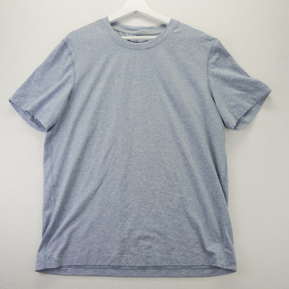 Lululemon Fundamental‎ Short Sleeve Shirt Blue Heather Mens Size XL Training